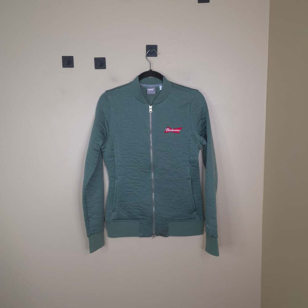 Puma x Budweiser Sage Green Full Zip Track Bomber Jacket Mens Size S